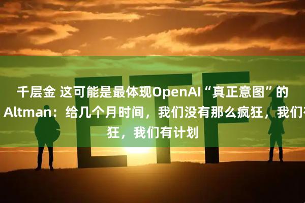 千层金 这可能是最体现OpenAI“真正意图”的对话！Altman：给几个月时间，我们没有那么疯狂，我们有计划