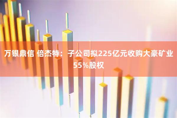 万银鼎信 倍杰特:子公司拟225亿元收购大豪矿业55%股权